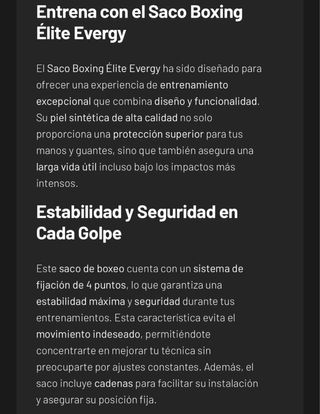 Saco de Boxeo Evergy Élite 30kg