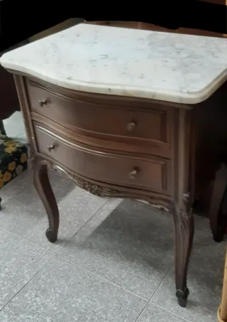 52*36cm 2 Mesillas /Mesitas de noche con marmol bl