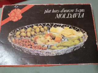 Juego 2 fuentes aperitivos cristal y metal