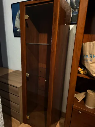 Vitrina de cristal y madera