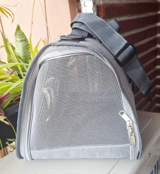 Bolso transportín para mascotas gris