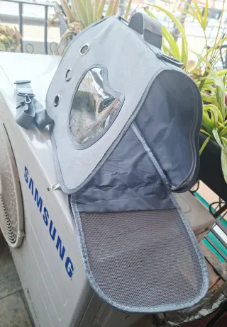 Bolso transportín para mascotas gris