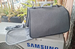 Bolso transportín para mascotas gris