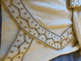 Maglione pura lana bianco con dettagli oro