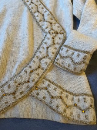 Maglione pura lana bianco con dettagli oro