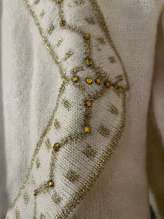 Maglione pura lana bianco con dettagli oro