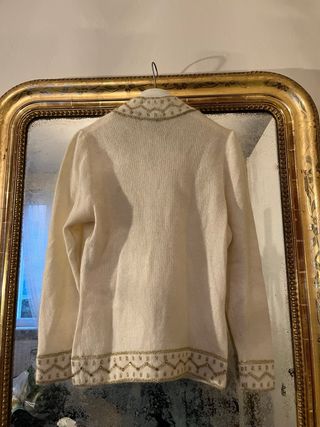 Maglione pura lana bianco con dettagli oro