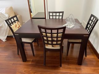 Mesa Comedor Madera Maciza Marrón Extensible a 2 m