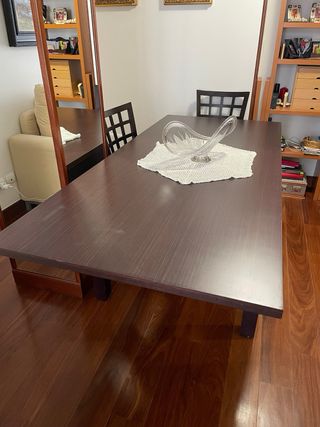 Mesa Comedor Madera Maciza Marrón Extensible a 2 m