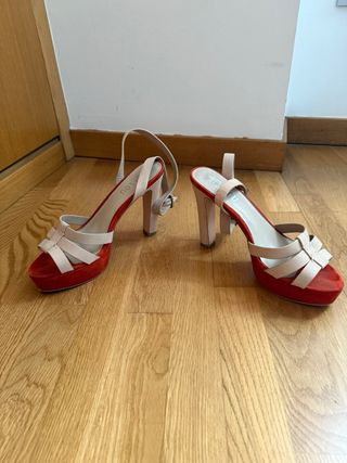 Sandalias Bibi Lou Beige y naranja de piel