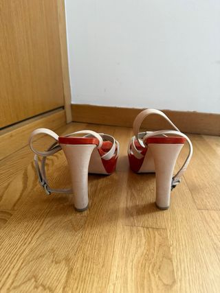 Sandalias Bibi Lou Beige y naranja de piel