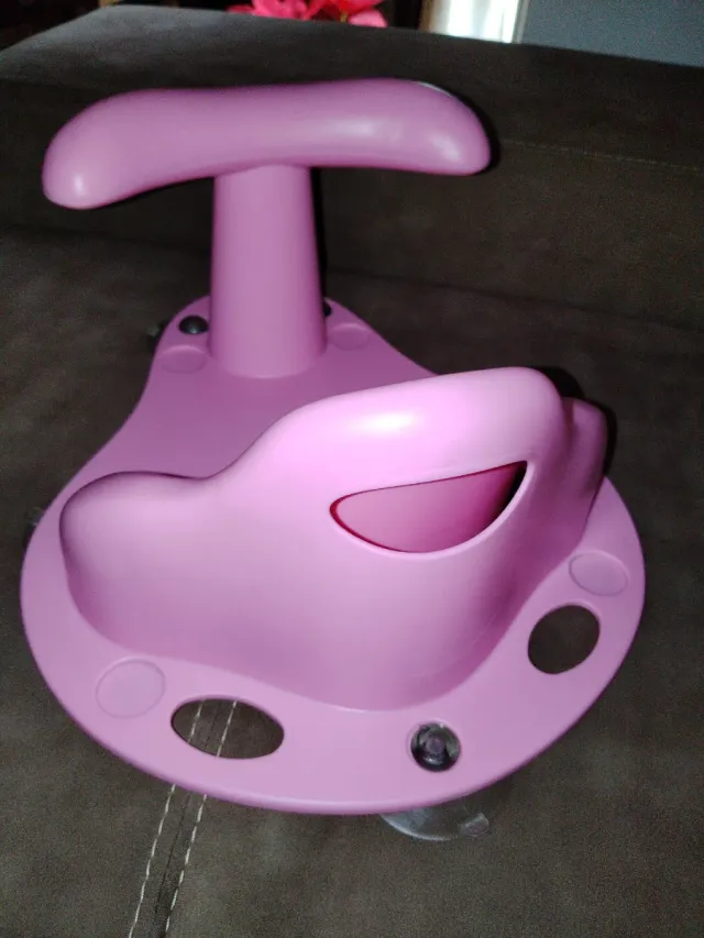 Silla de baño bebé rosa con manillar
