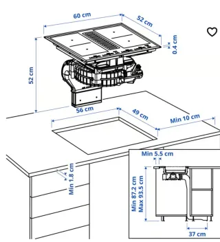 Placa Inducción TÄCKNAN Extractor Integrado