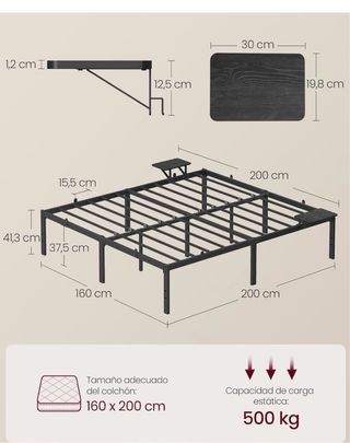 Estructura Cama Metálica con mesillas