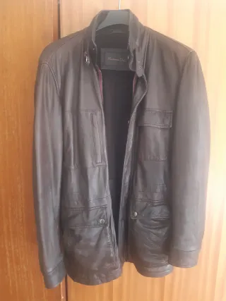 Chaquetón Massimo Dutti Cuero Marrón 3/4