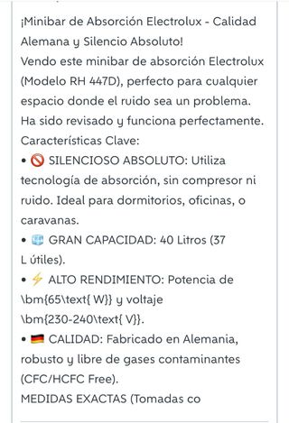 Minibar Electrolux 30L Casi Nuevo