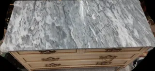 1m Cómoda Mármol Blanco y Gris