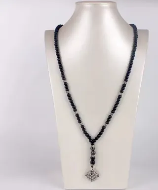 Collar Ágata Natural con Colgante Brújula