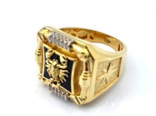 sello oro 18k con piedra con circonita