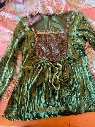 Blusa Dancing Days Terciopelo Verde Talla S