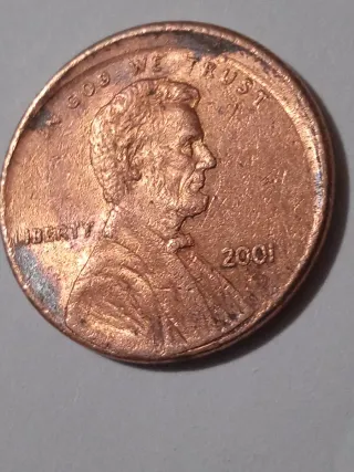 MONEDA 1 CENTAVO LINCOLN.2001.ERROR  DESCENTRADA.