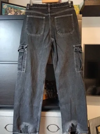 Pantalón Cargo Bershka Gris Talla 34