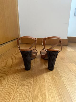 Sandalias Massimo Dutti Piel Camel/ marrón T: 40