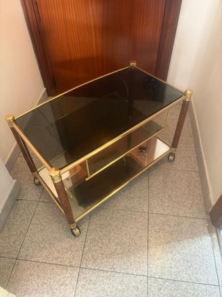 Carrito camarera vintage de latón y cristal –retro