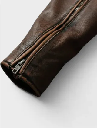 Chaqueta de Piel Auténtica Marrón