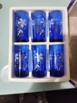 Set 6 Bicchieri Vintage Blu Oro