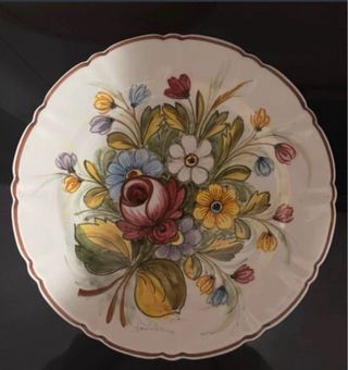 Coppia piatti ceramica decorati a mano