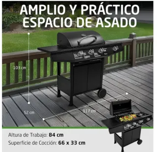 Barbacoa de gas negra 3+1 Amig