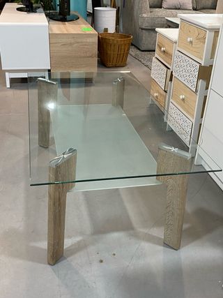 Mesa Centro Cristal y madera