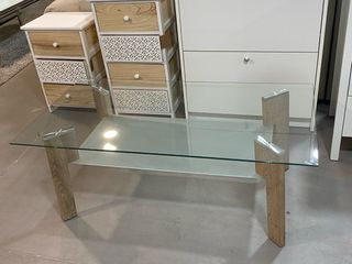 Mesa Centro Cristal y madera