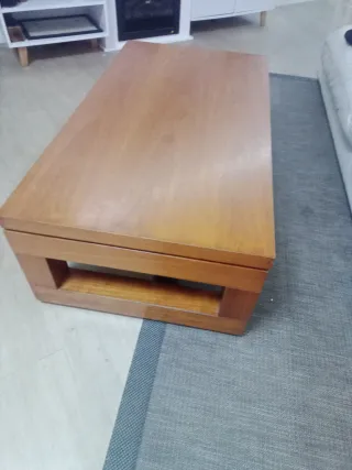 Mesa de centro de madera doble altura