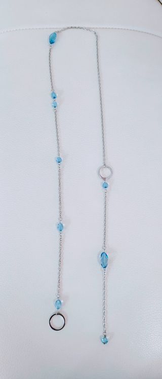 Collar Acero con Abalorios Azules