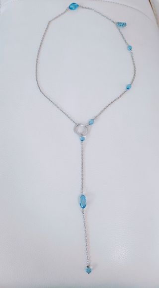 Collar Acero con Abalorios Azules