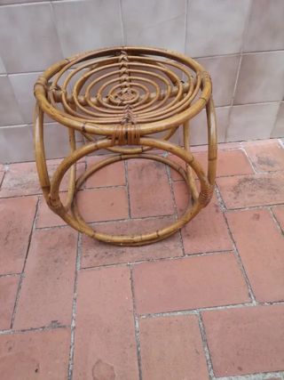 Taburete ratan años 70, 35x35,