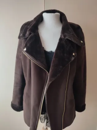 Chaqueta de abrigo marrón mujer