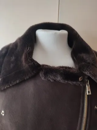 Chaqueta de abrigo marrón mujer