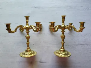 Candelabros dorados de metal los 2 por 45€