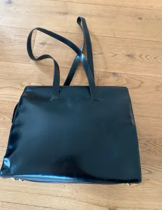 Bolso Tote Cuero Vintage Celine Negro