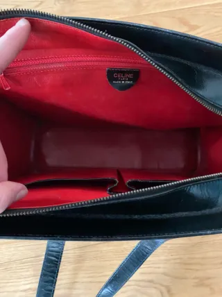 Bolso Tote Cuero Vintage Celine Negro