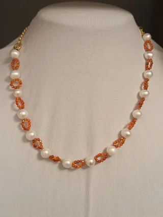 Collana perle e zirconi arancioni