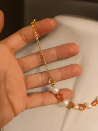 Collana perle e zirconi arancioni