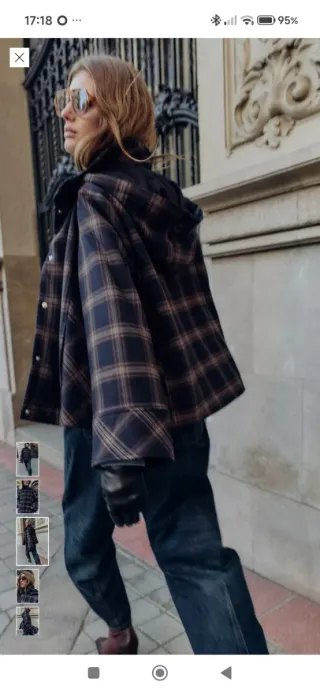 Zara Cazadora con Capucha Cuadros