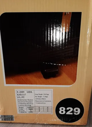 Chimenea Eléctrica LIDL. Modelo KH1117.Color Negra