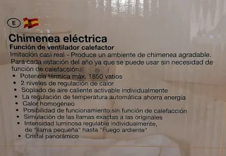 Chimenea Eléctrica LIDL. Modelo KH1117.Color Negra