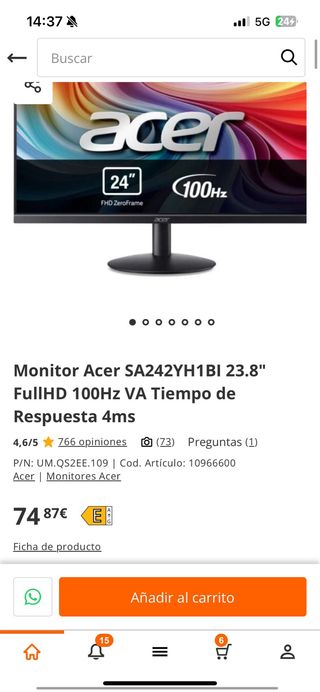 Monitor Acer 24 100Hz FHD