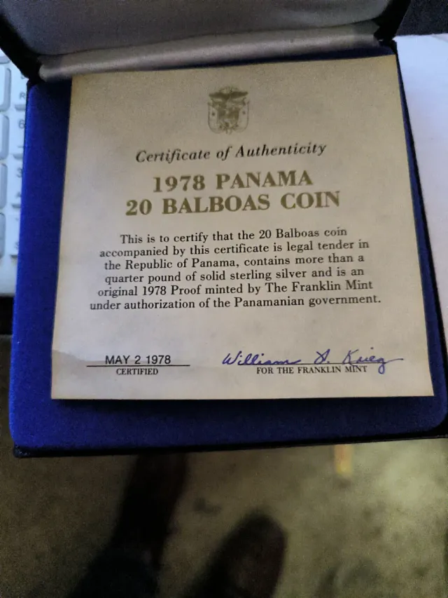 Moneda 20 Balboas Panamá 1978 y 1977 ( Dos )